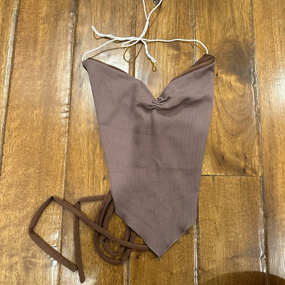 Cutest brown backless halter top